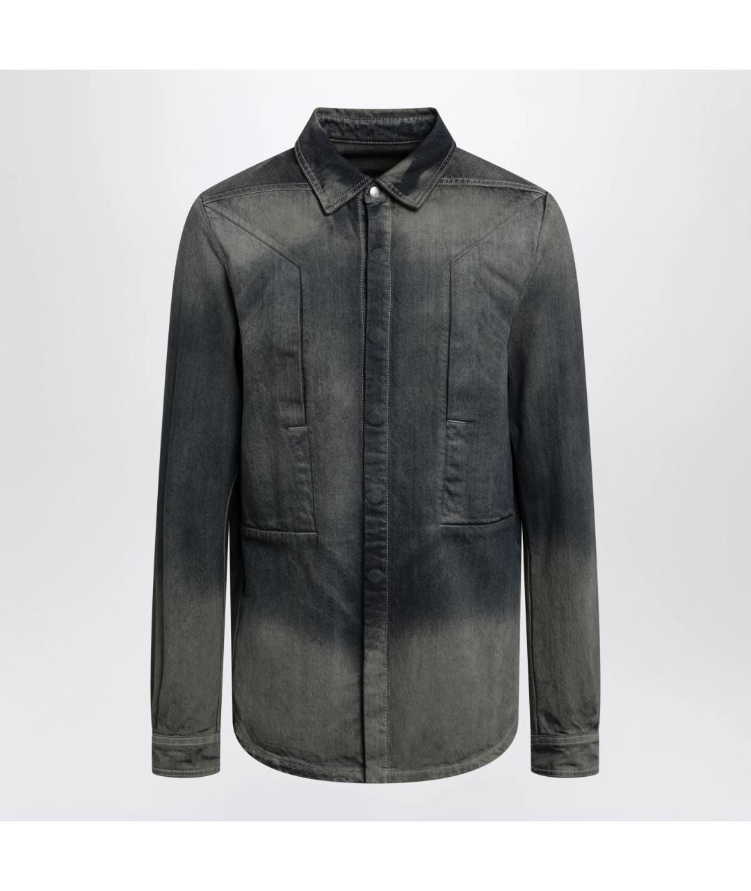 RICK OWENS Темно-синяя хлопковая кэжуал рубашка, фото 3