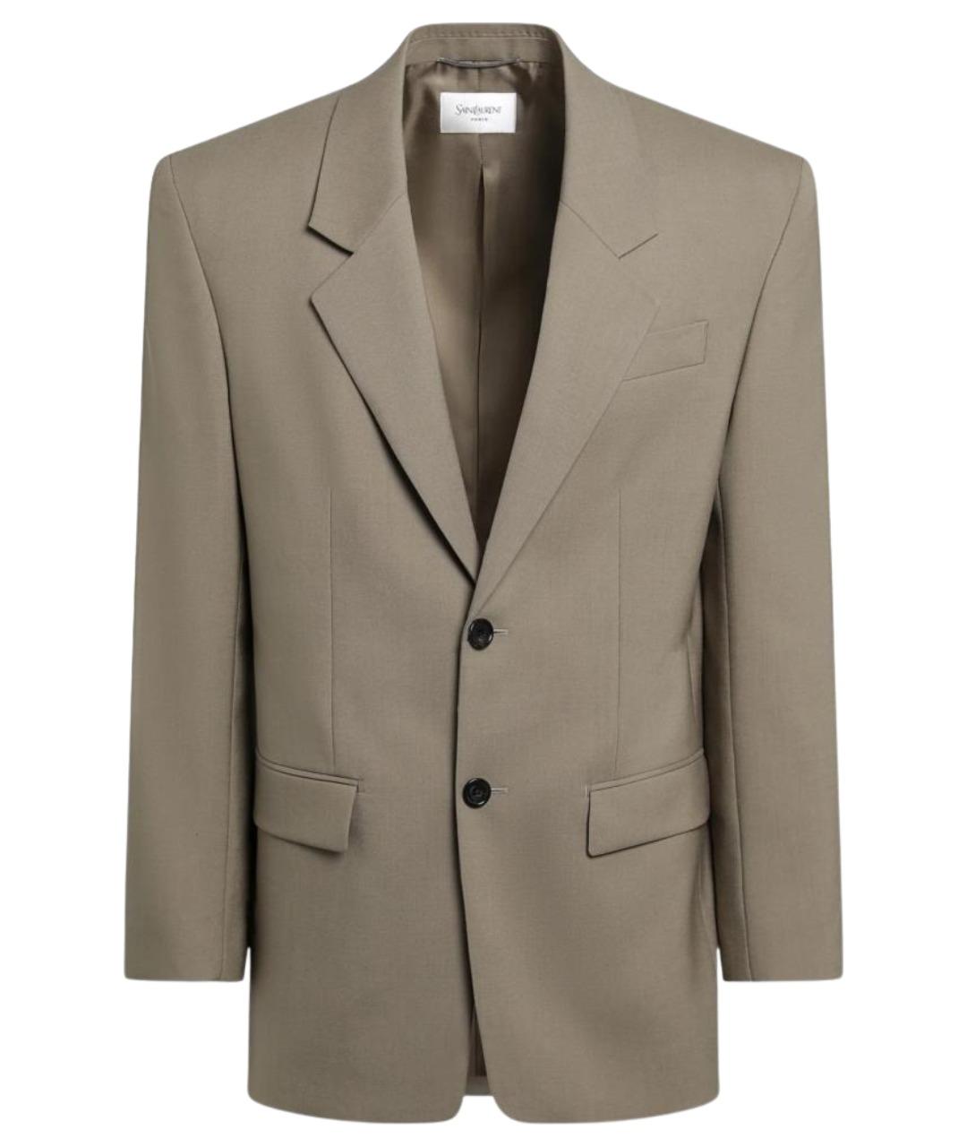 SAINT LAURENT Бежевый шерстяной пиджак, фото 1