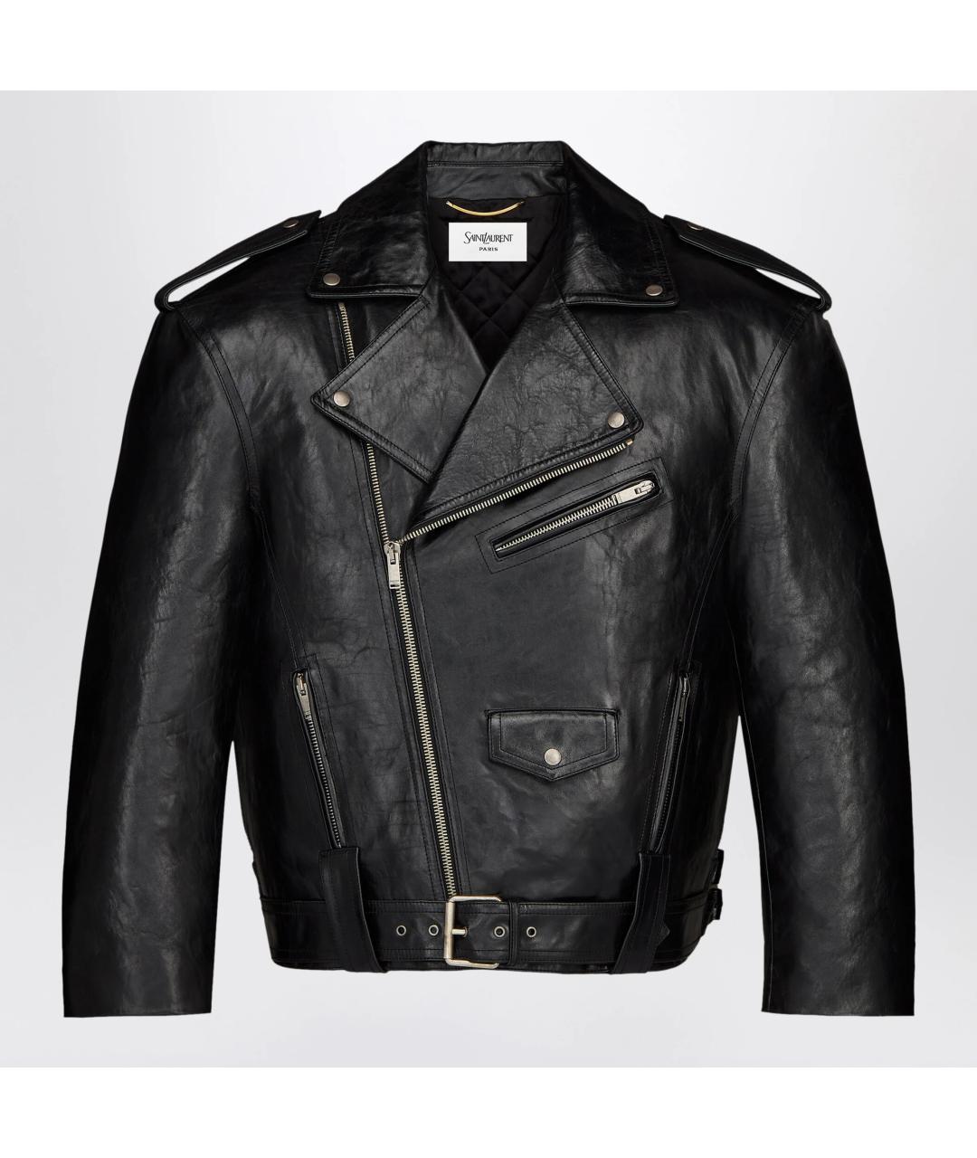 SAINT LAURENT Черная кожаная куртка, фото 3