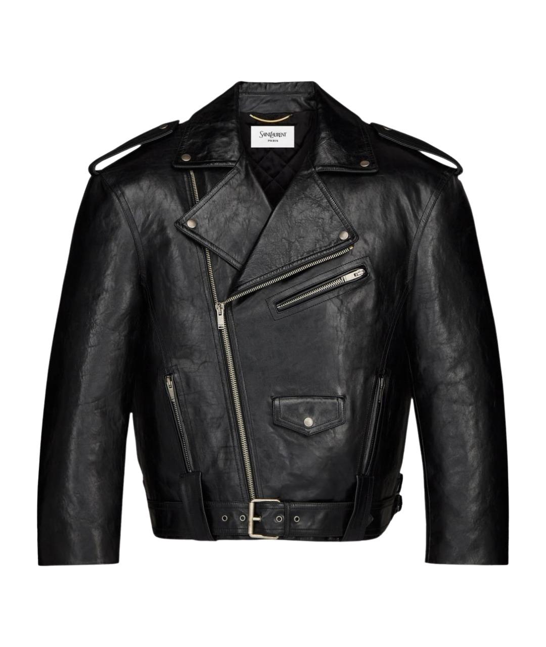 SAINT LAURENT Черная кожаная куртка, фото 1