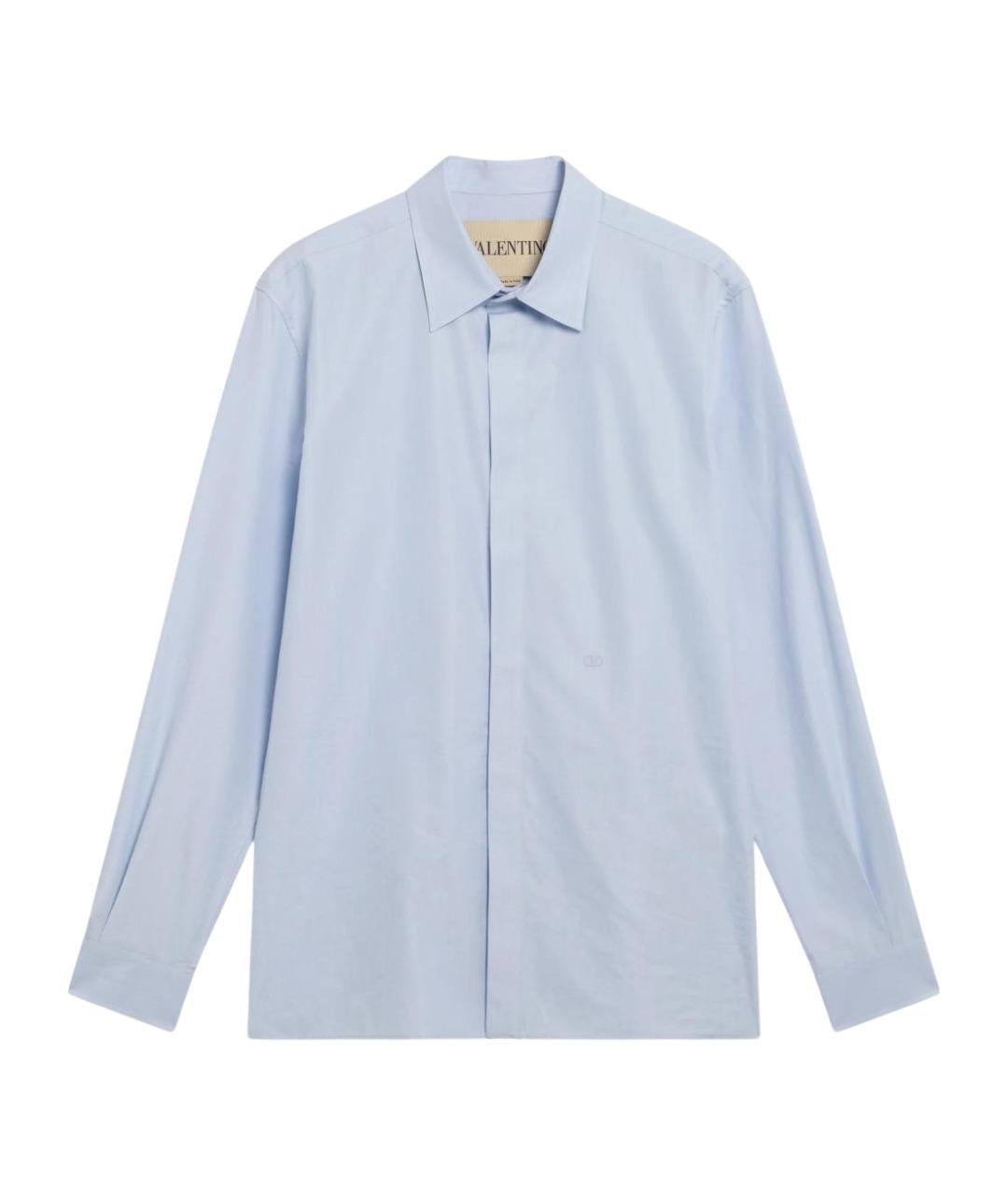 VALENTINO Голубая хлопковая классическая рубашка, фото 1