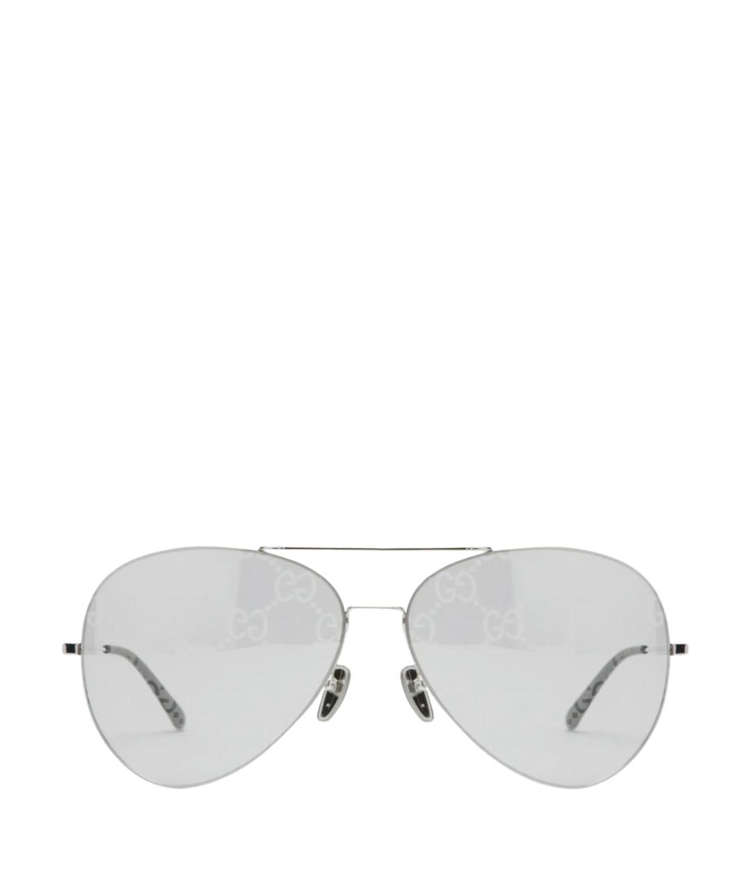 GUCCI Серебряные металлические солнцезащитные очки, фото 1