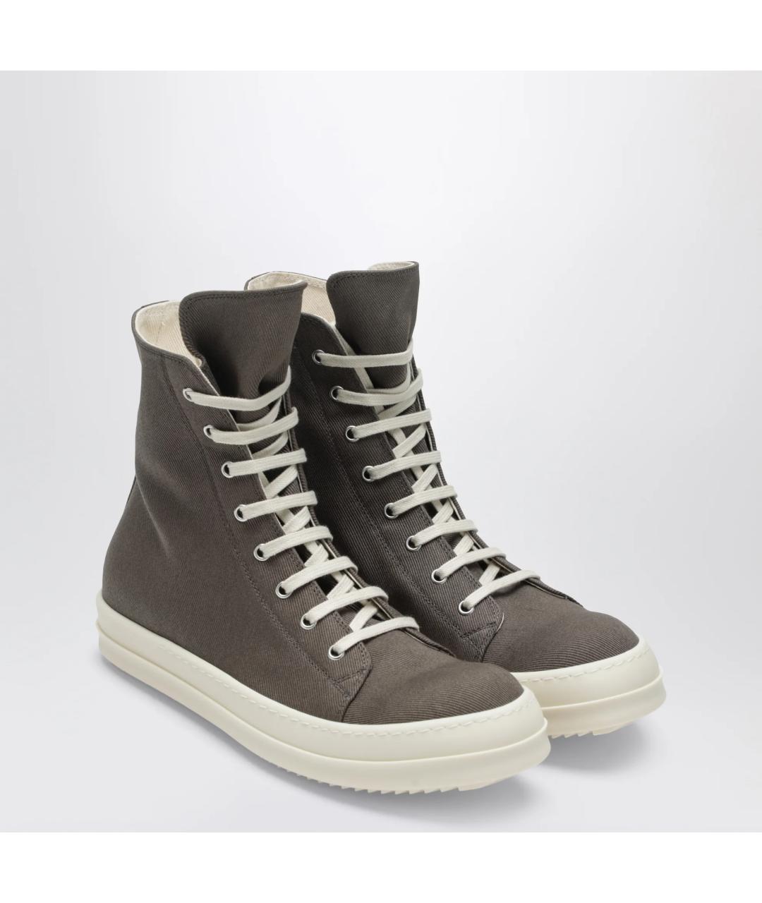 RICK OWENS DRKSHDW Серые текстильные высокие кроссовки / кеды, фото 2
