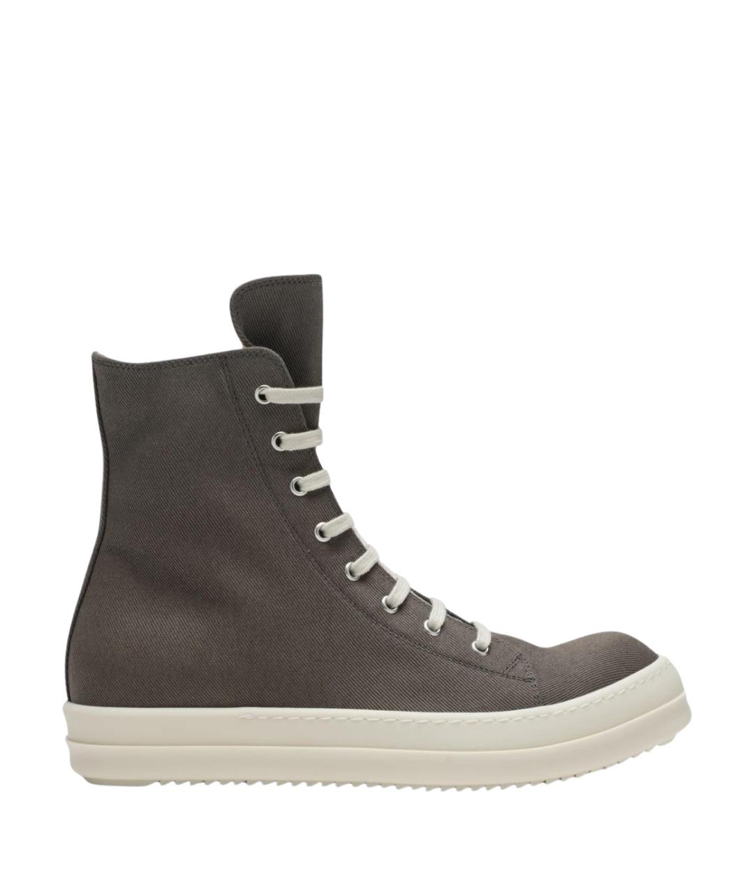 RICK OWENS DRKSHDW Серые текстильные высокие кроссовки / кеды, фото 1