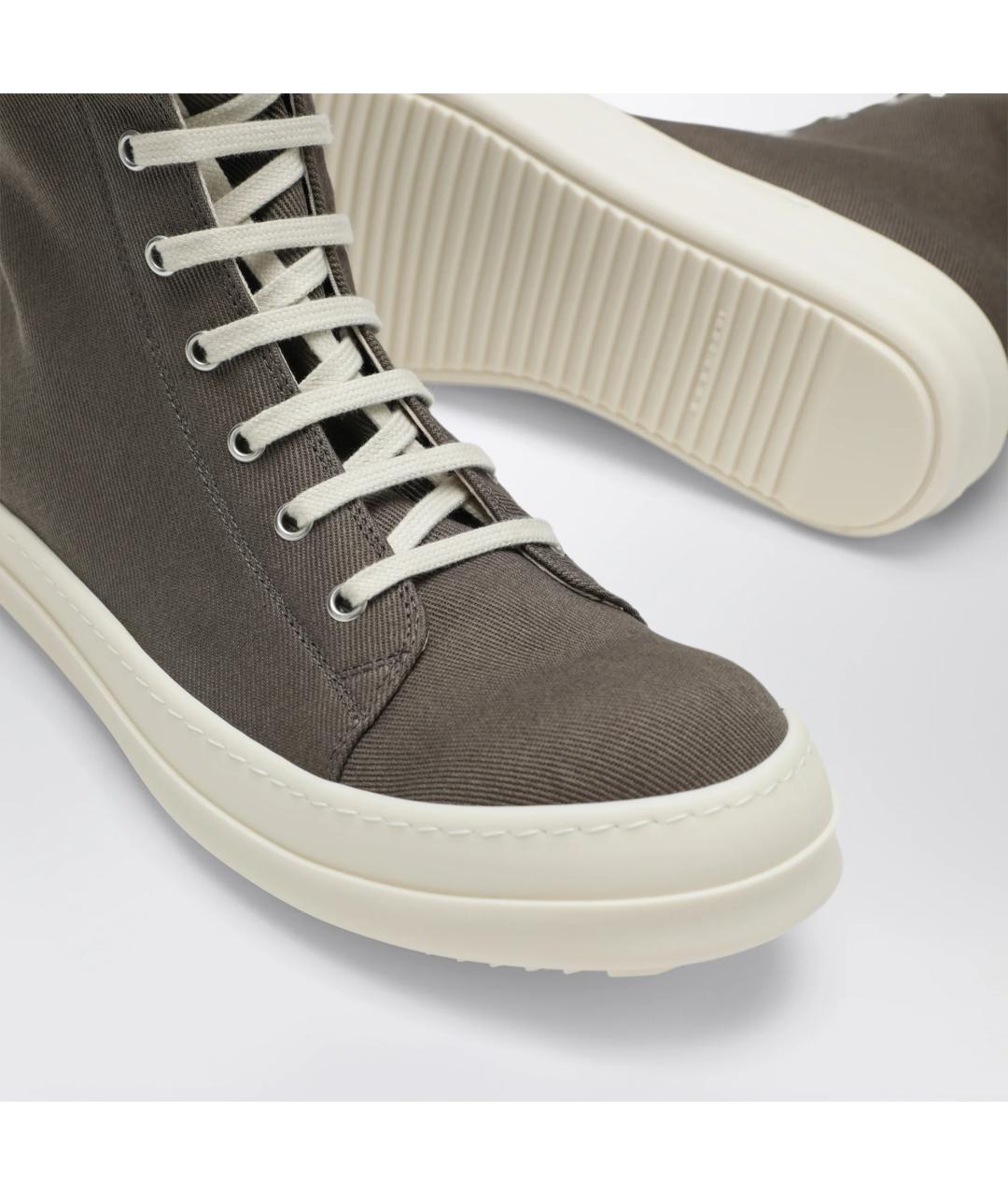 RICK OWENS DRKSHDW Серые текстильные высокие кроссовки / кеды, фото 5