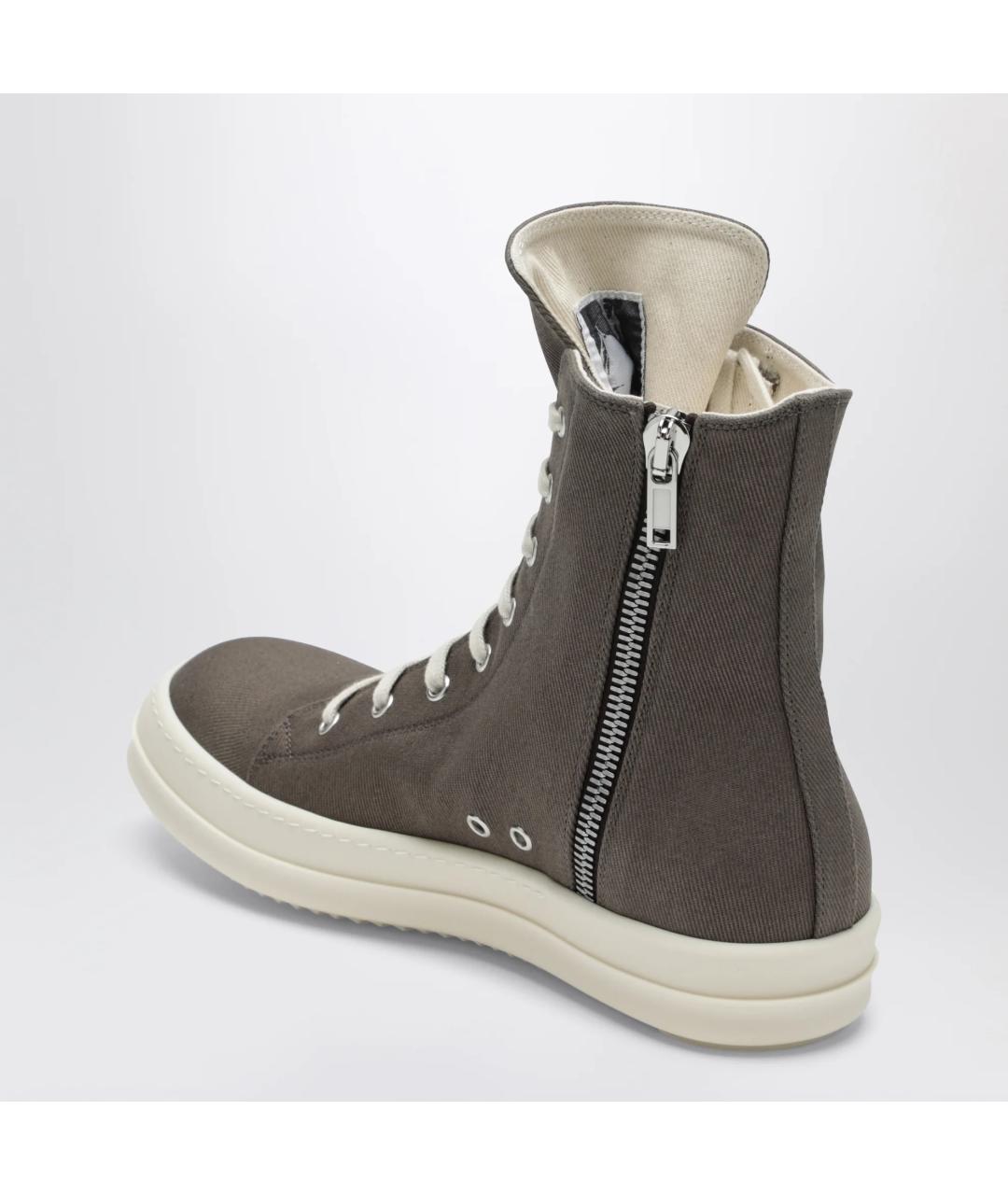 RICK OWENS DRKSHDW Серые текстильные высокие кроссовки / кеды, фото 4