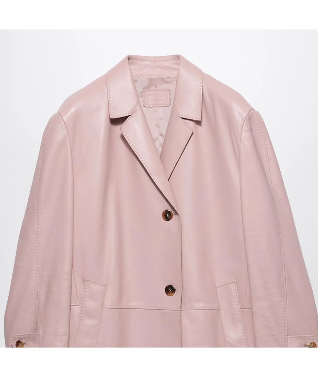 PRADA Розовое кожаное пальто, фото 2