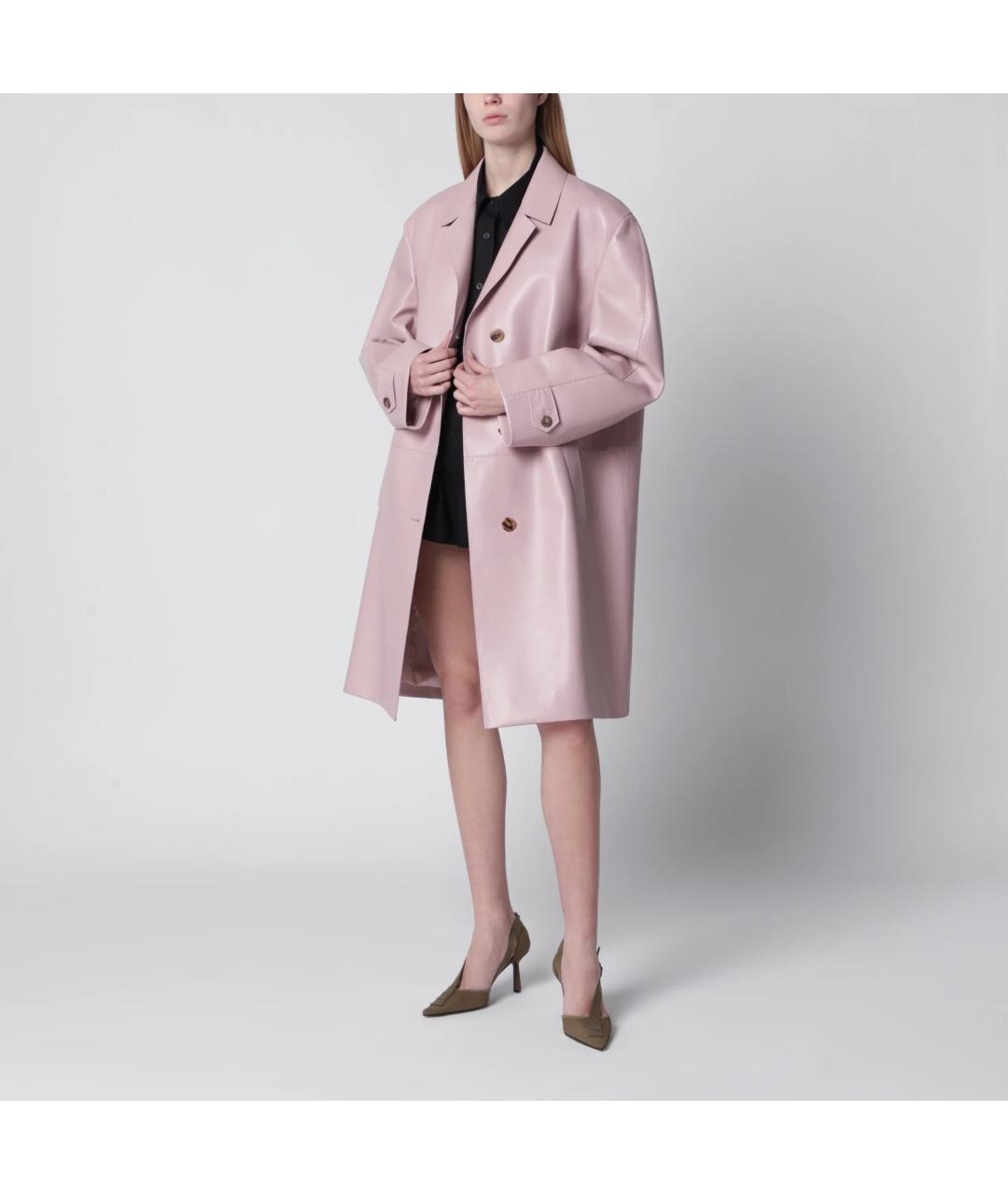 PRADA Розовое кожаное пальто, фото 3