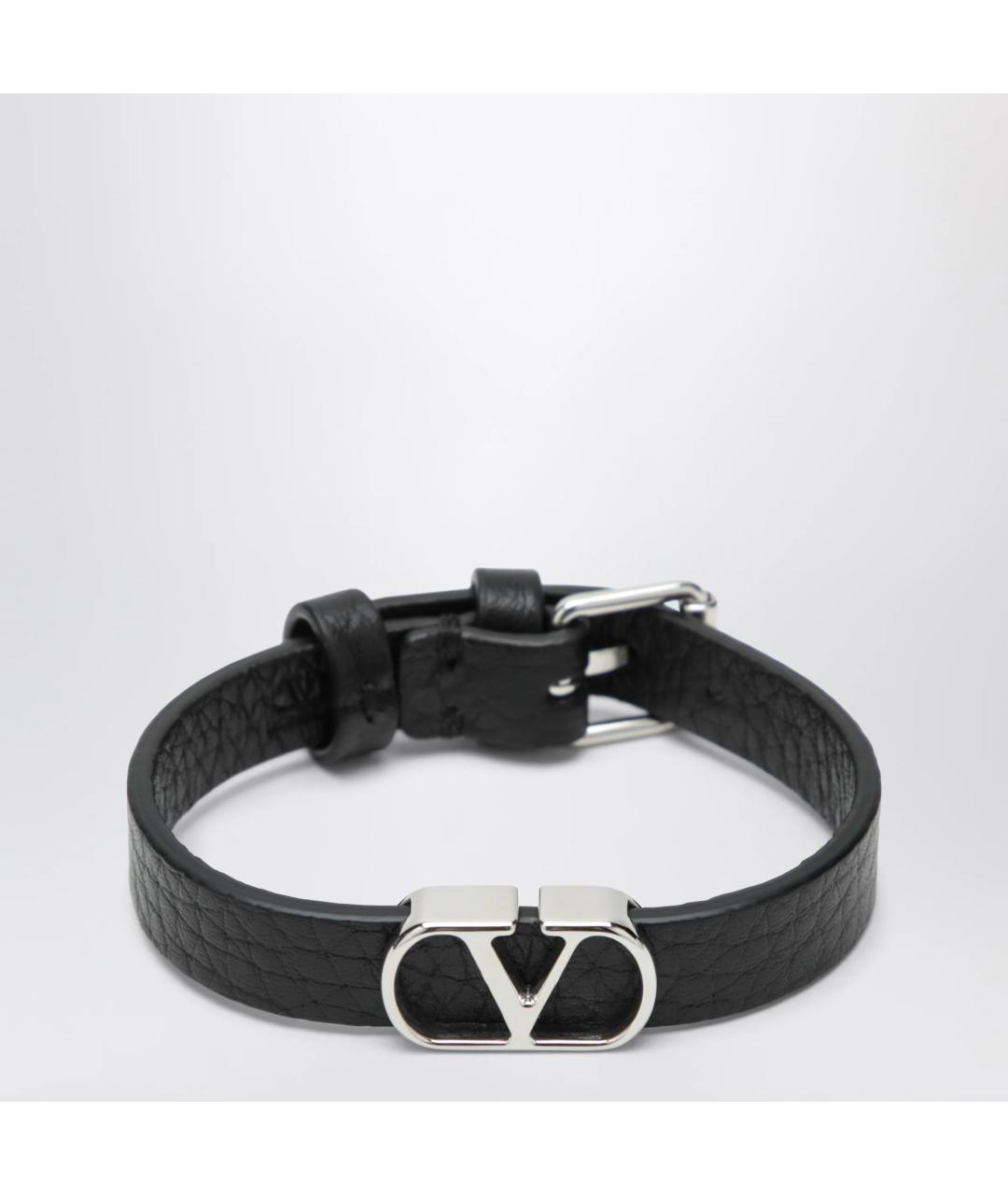 VALENTINO Черный кожаный браслет, фото 3
