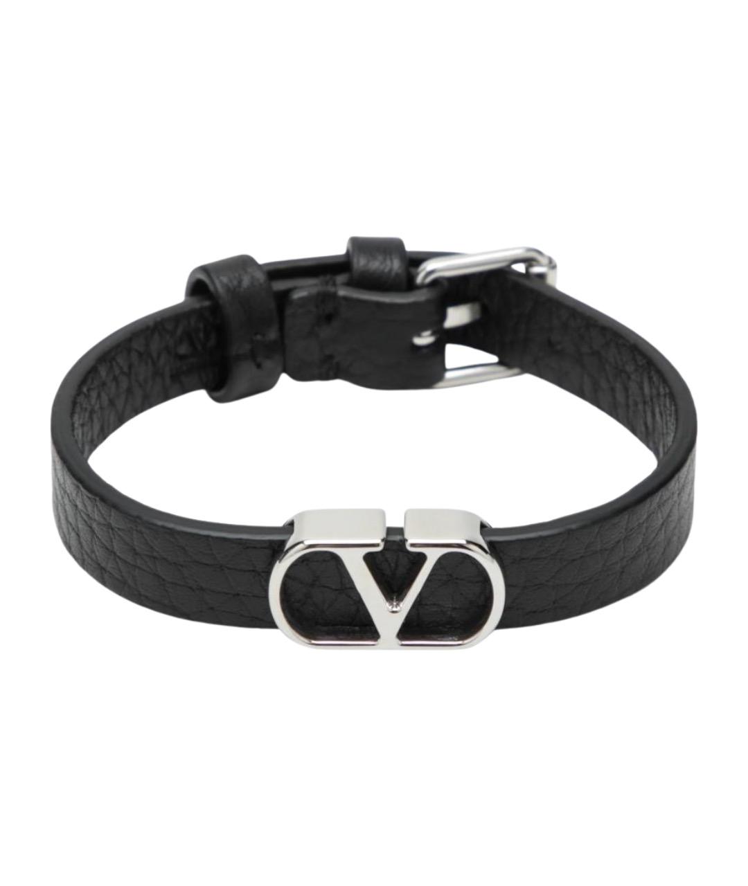 VALENTINO Черный кожаный браслет, фото 1