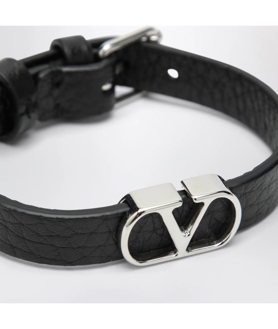 VALENTINO Черный кожаный браслет, фото 2