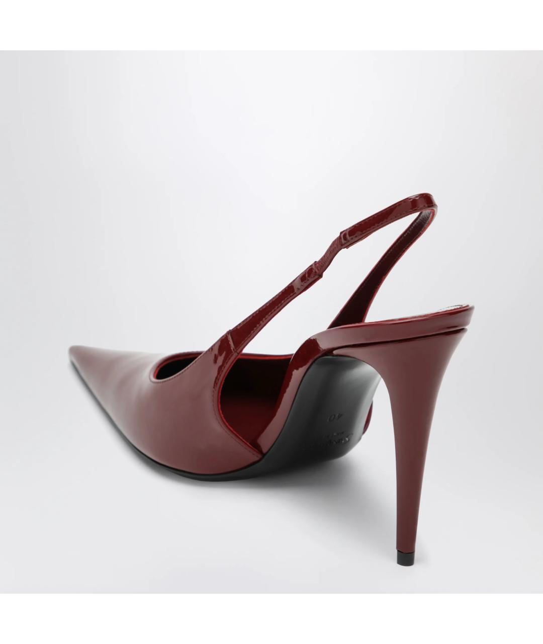 SAINT LAURENT Бордовые туфли из лакированной кожи, фото 2