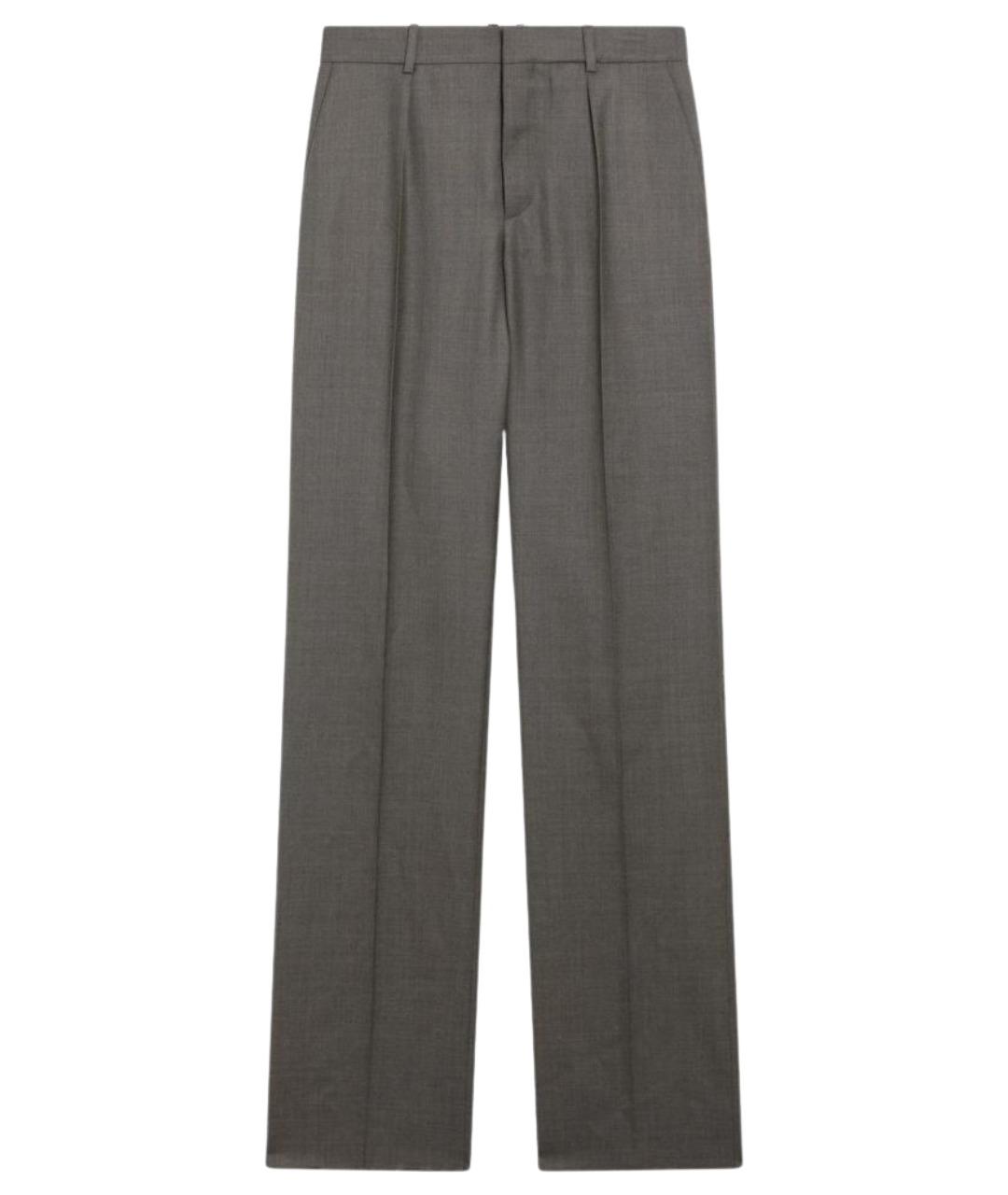 SAINT LAURENT Коричневые шерстяные прямые брюки, фото 1