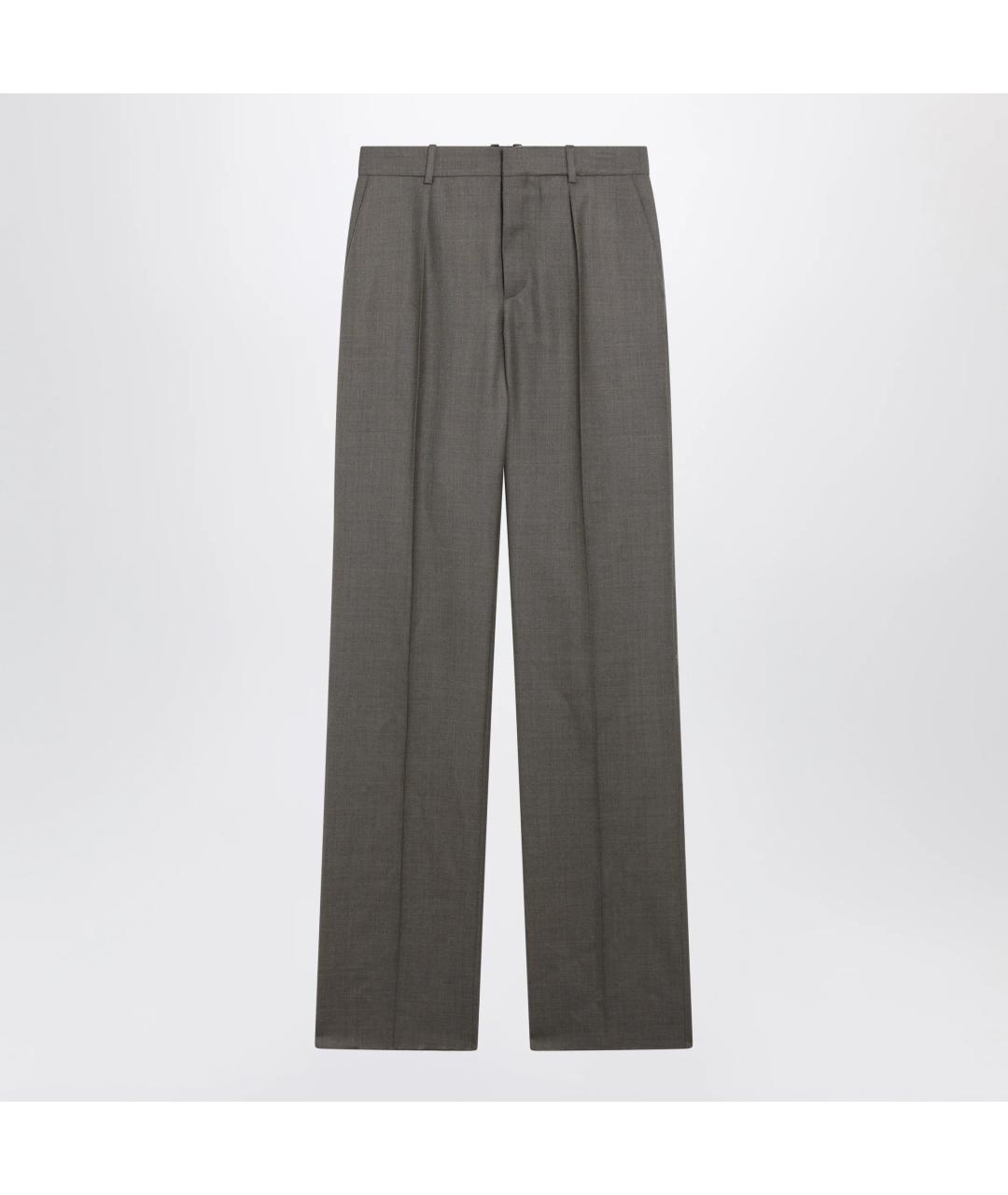 SAINT LAURENT Коричневые шерстяные прямые брюки, фото 3