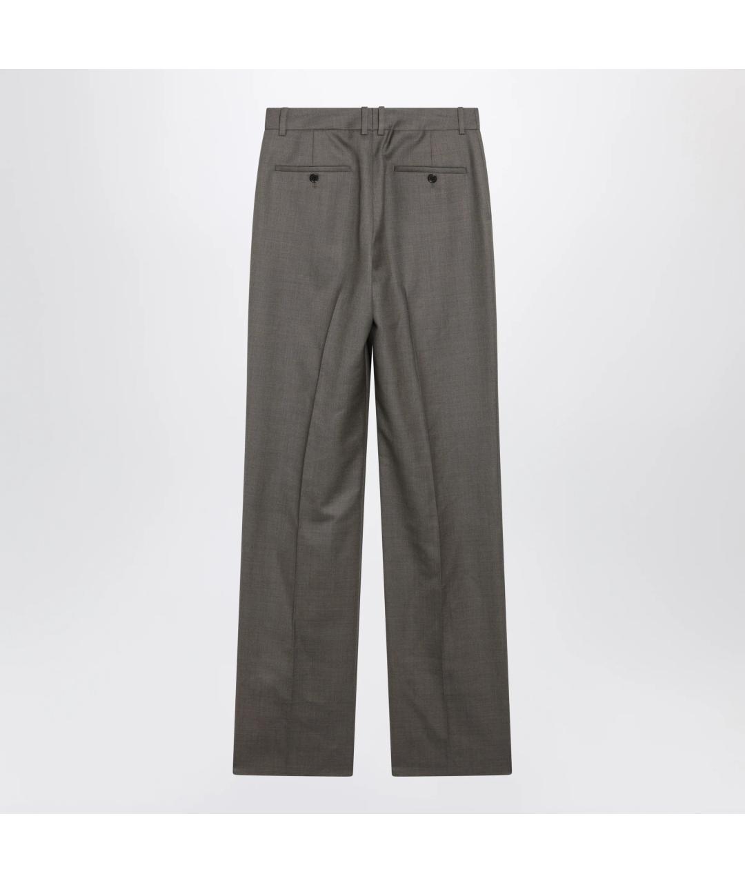 SAINT LAURENT Коричневые шерстяные прямые брюки, фото 2