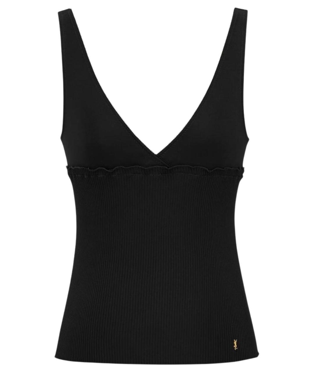 SAINT LAURENT Черная хлопковая майка, фото 1