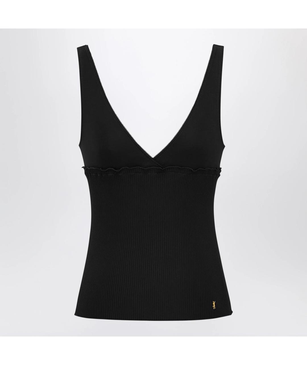 SAINT LAURENT Черная хлопковая майка, фото 3