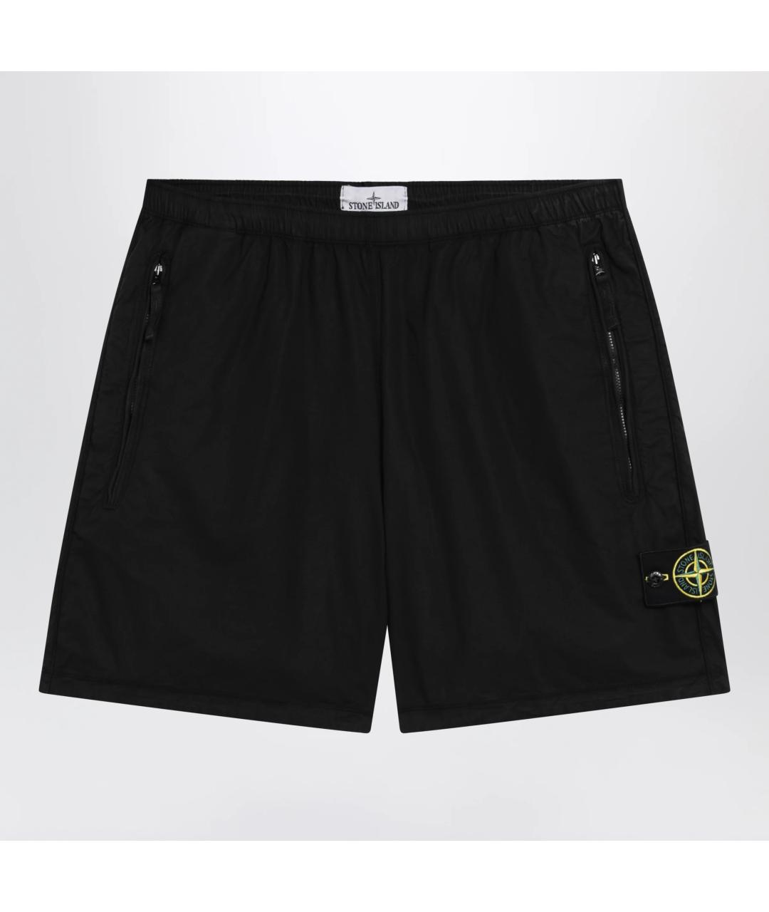 STONE ISLAND Черные хлопковые шорты, фото 3