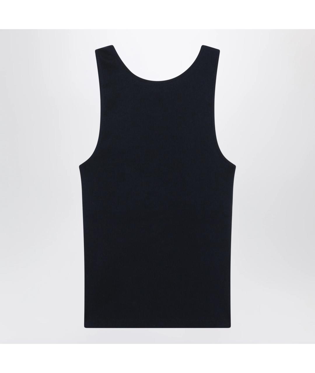 SAINT LAURENT Темно-синяя хлопковая майка, фото 2