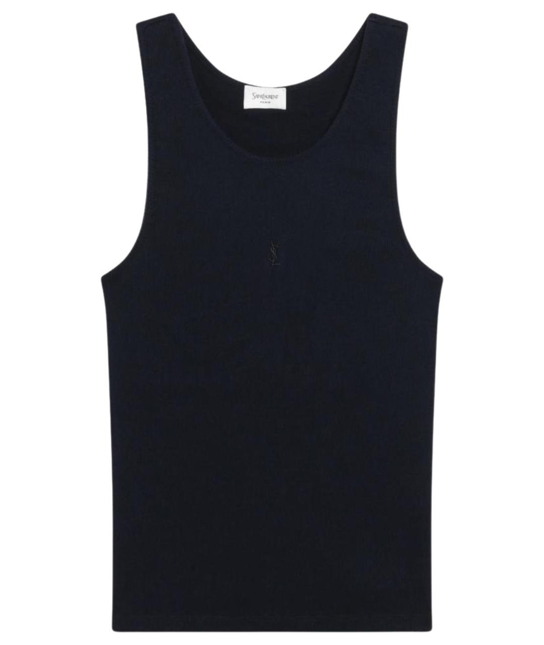 SAINT LAURENT Темно-синяя хлопковая майка, фото 1