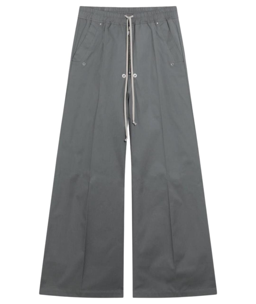RICK OWENS Серые хлопковые повседневные брюки, фото 1