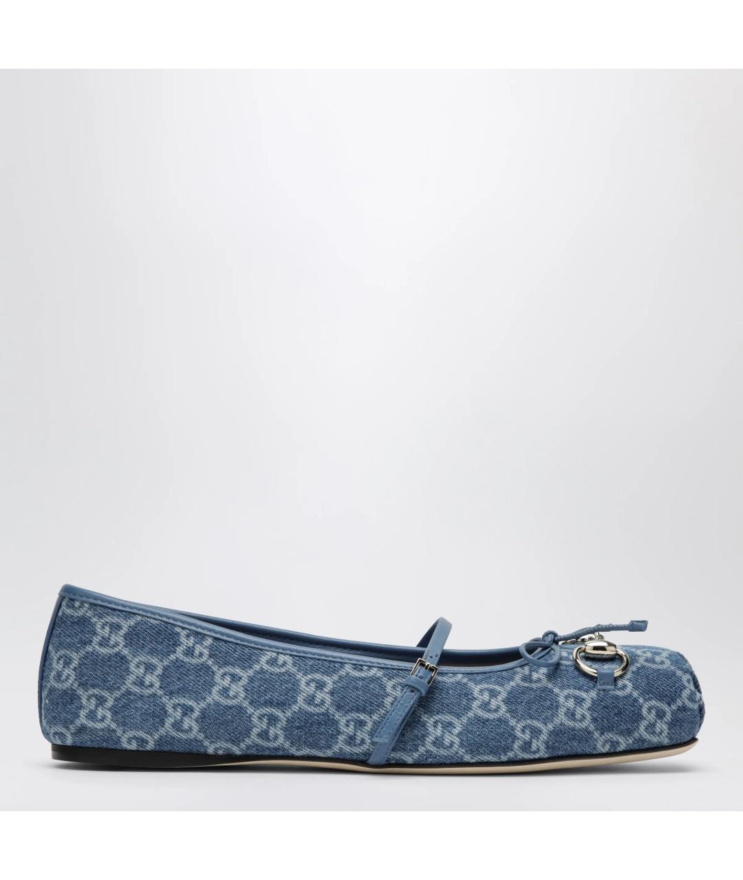 GUCCI Синие текстильные балетки, фото 3