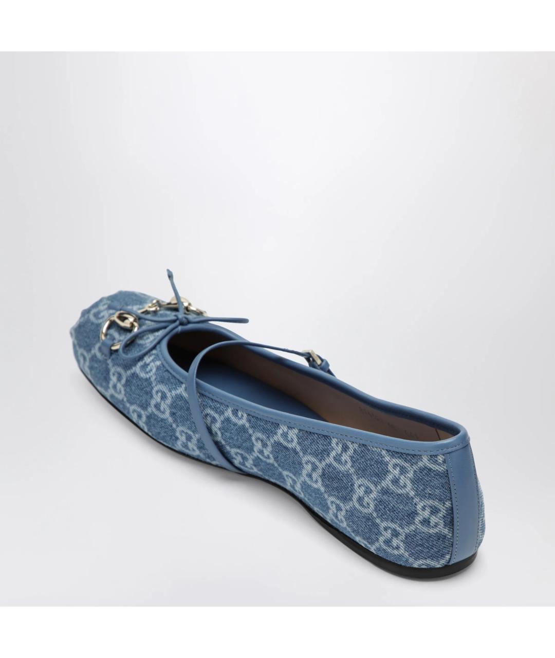 GUCCI Синие текстильные балетки, фото 2