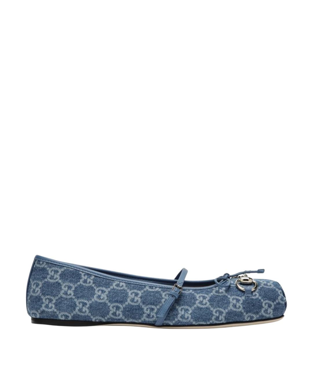GUCCI Синие текстильные балетки, фото 1