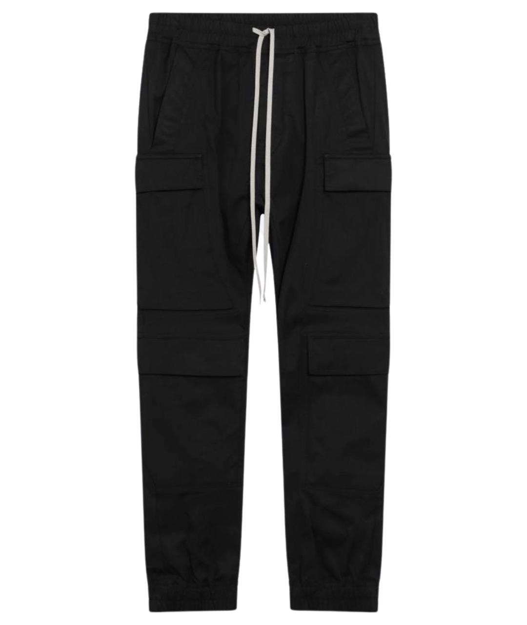 RICK OWENS Черные хлопковые повседневные брюки, фото 1