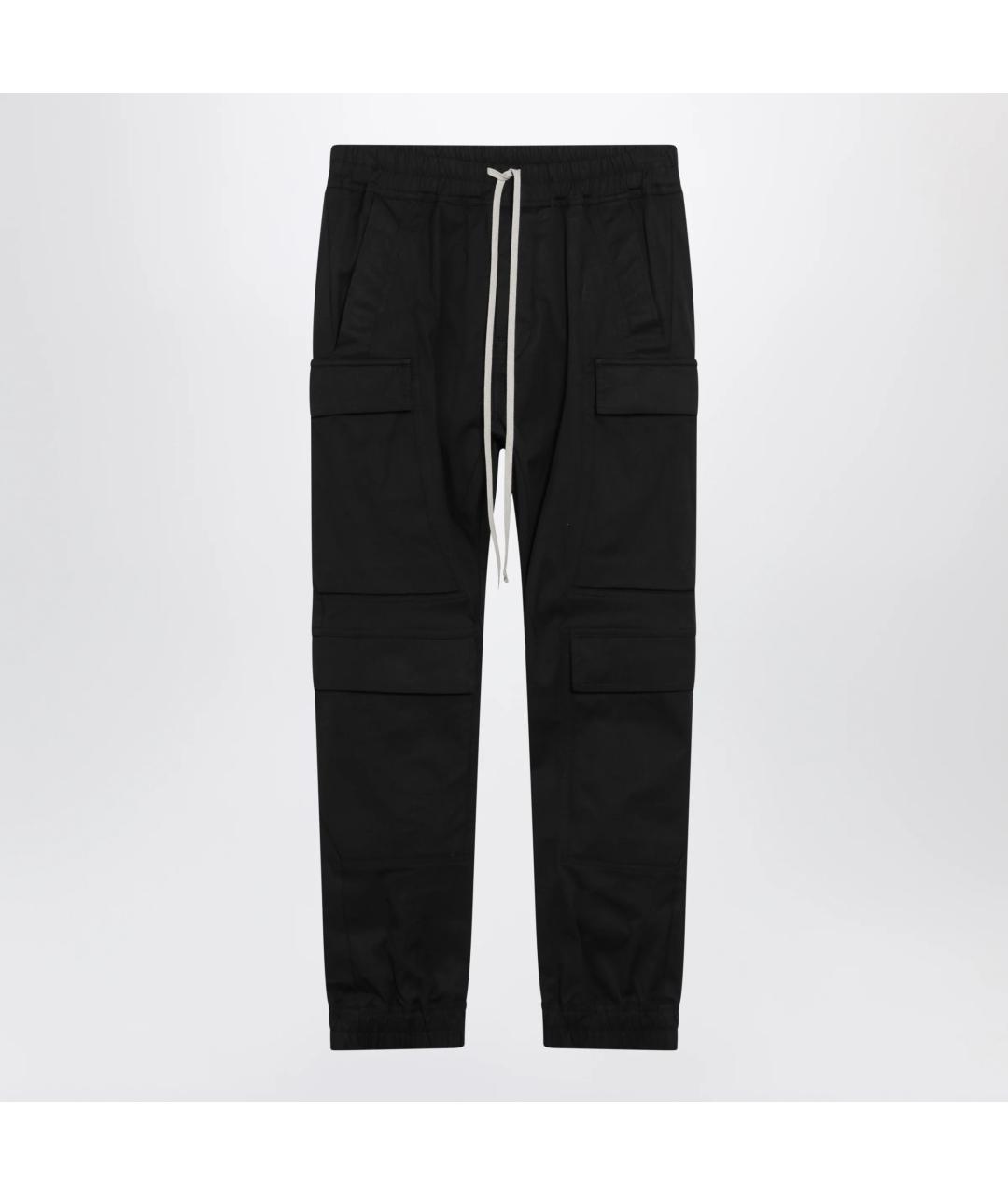 RICK OWENS Черные хлопковые повседневные брюки, фото 3
