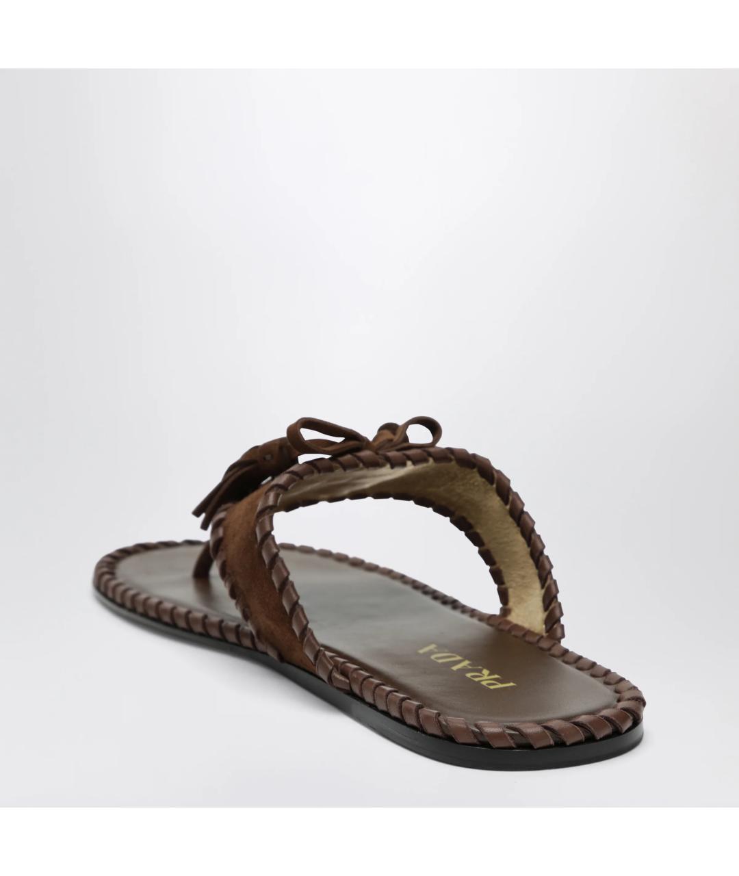 PRADA Коричневые замшевые шлепанцы, фото 2