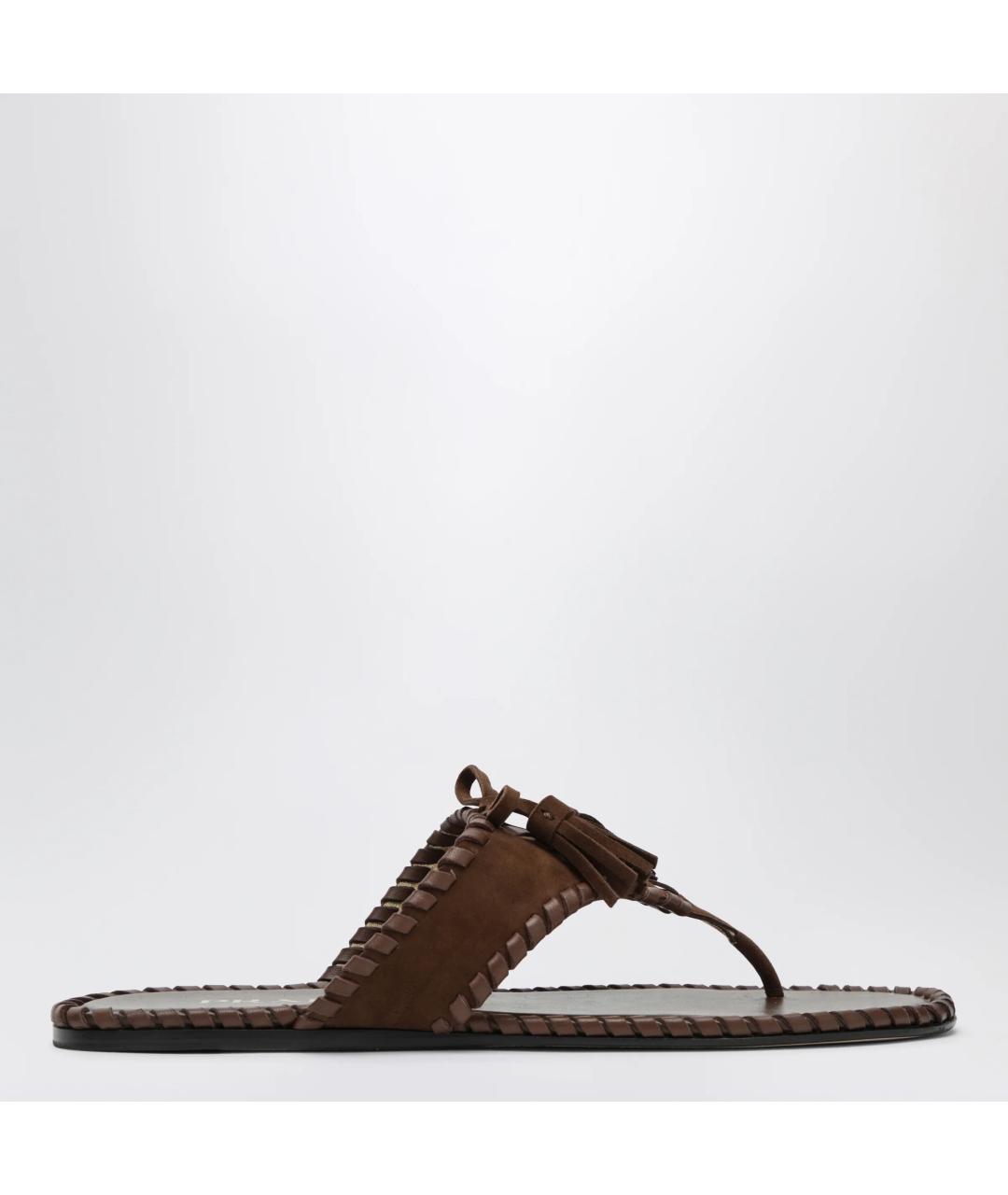 PRADA Коричневые замшевые шлепанцы, фото 3