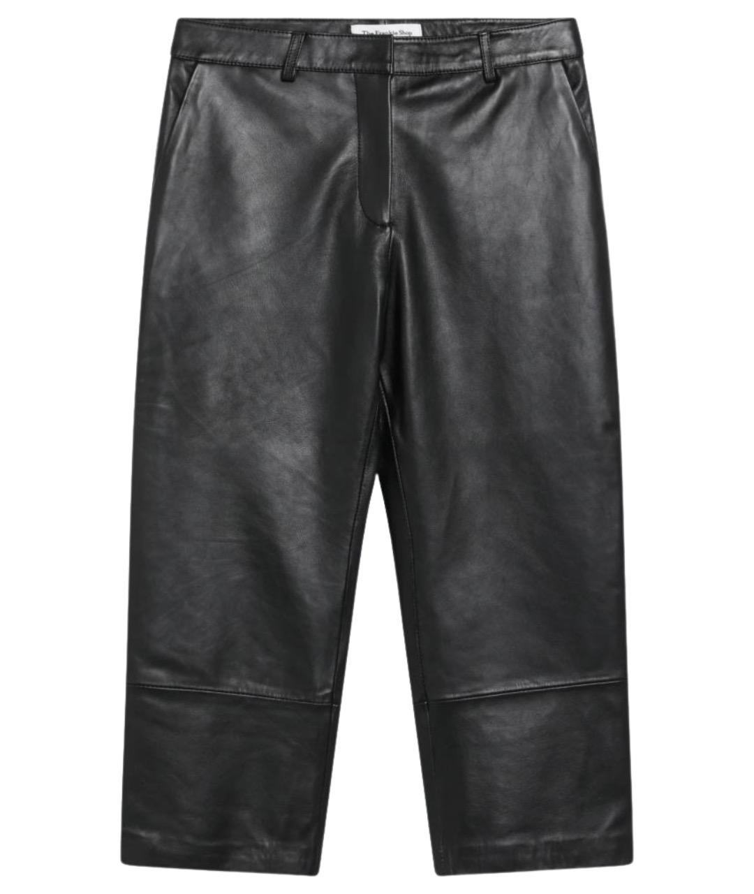 THE FRANKIE SHOP Черные кожаные прямые брюки, фото 1