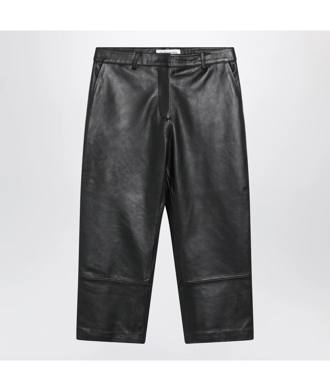 THE FRANKIE SHOP Черные кожаные прямые брюки, фото 3