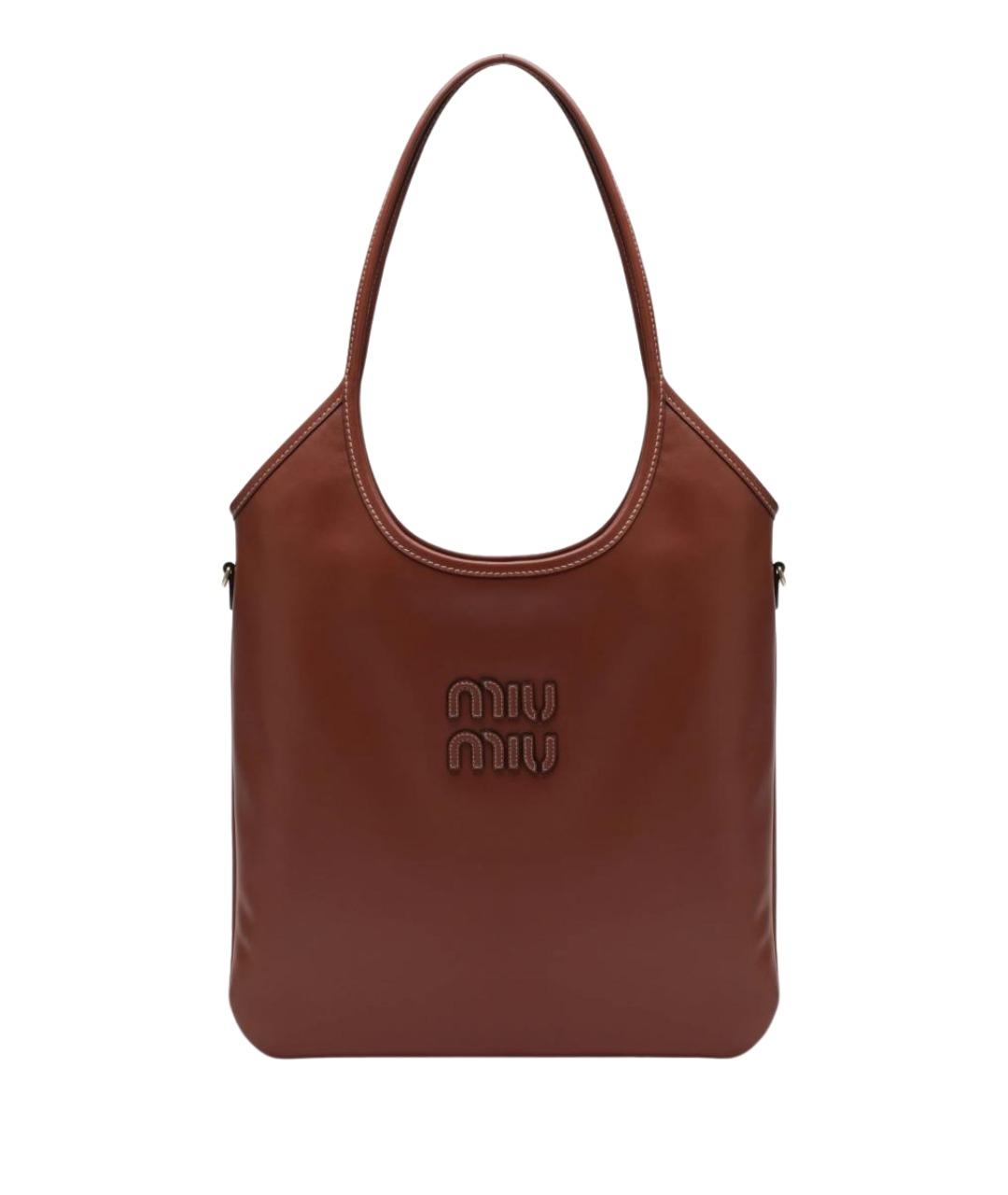 MIU MIU Коричневая кожаная сумка тоут, фото 1