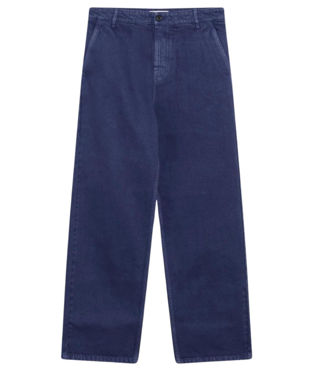 MIU MIU Синие хлопковые прямые брюки, фото 1