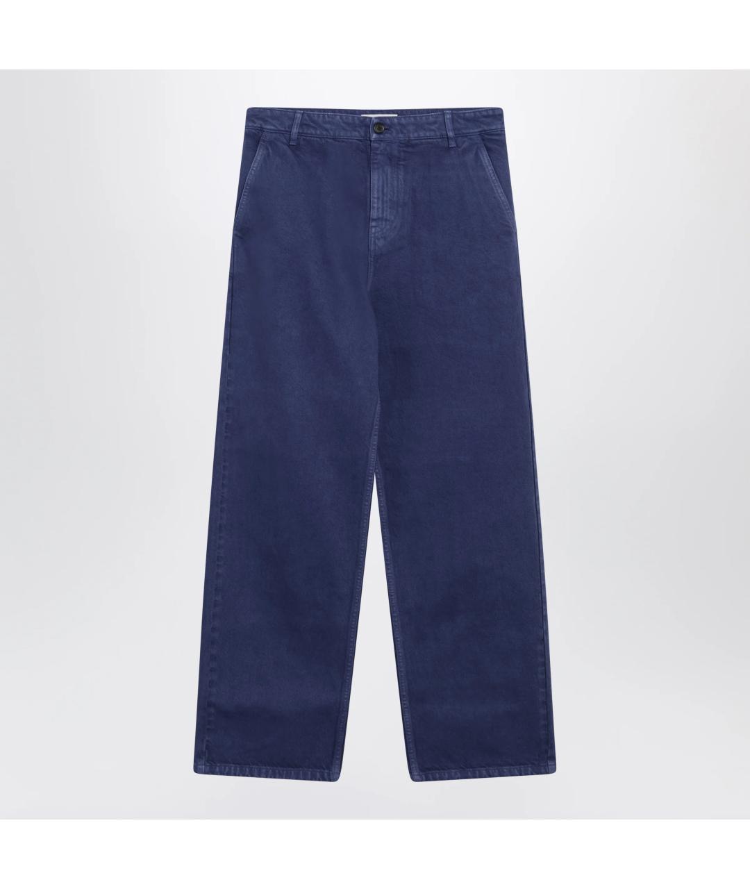MIU MIU Синие хлопковые прямые брюки, фото 3