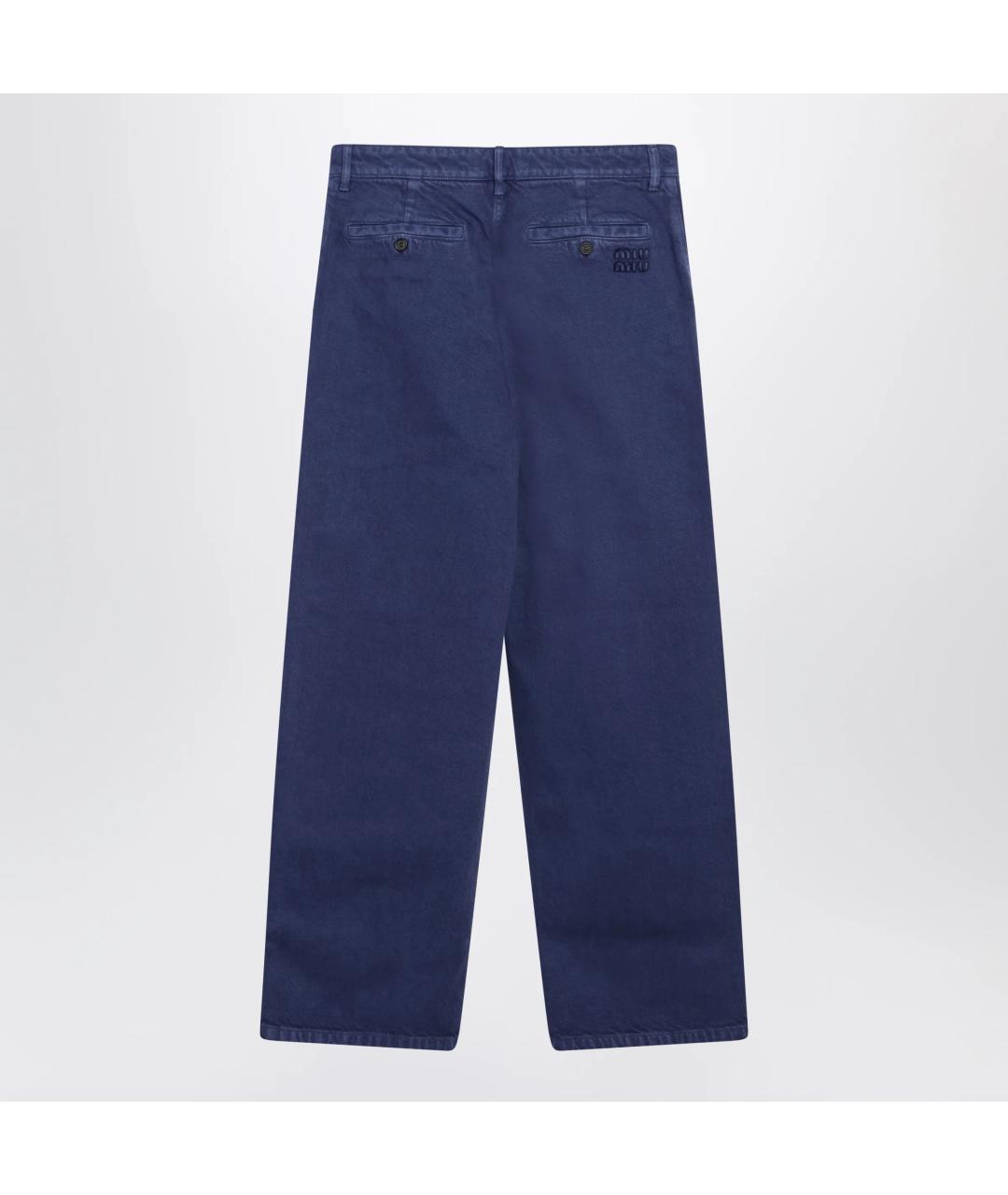 MIU MIU Синие хлопковые прямые брюки, фото 2