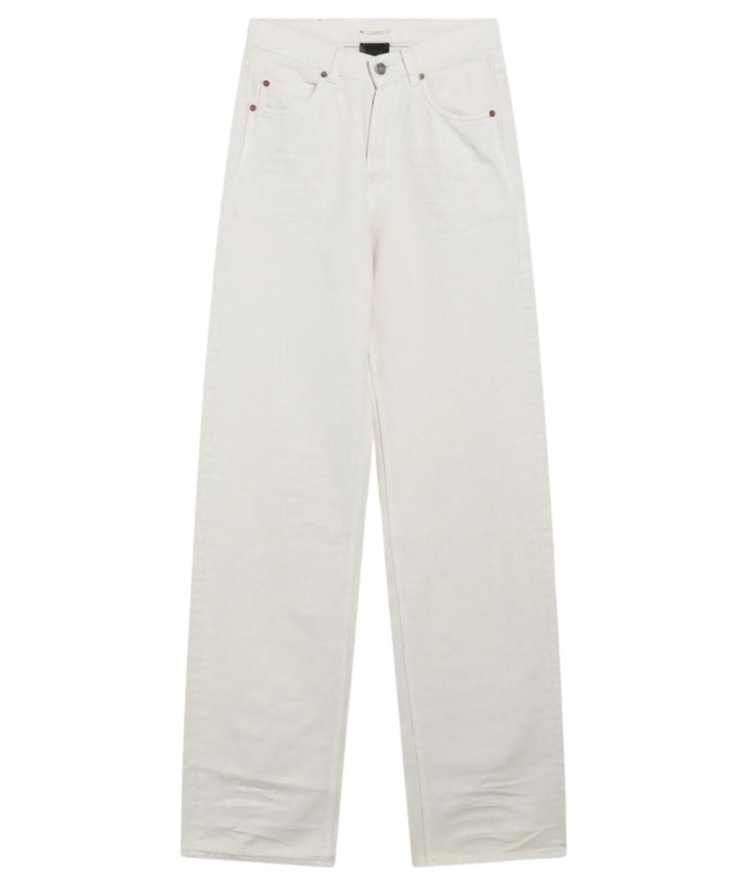 SAINT LAURENT Белые хлопковые прямые джинсы, фото 1