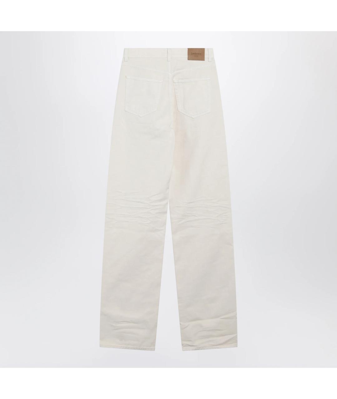 SAINT LAURENT Белые хлопковые прямые джинсы, фото 2