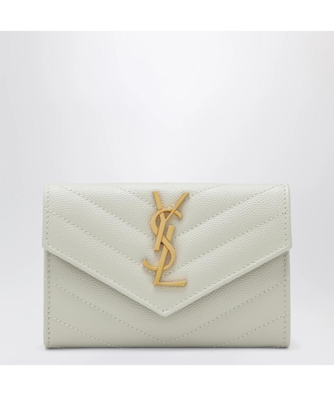 SAINT LAURENT Белый кожаный кошелек, фото 3