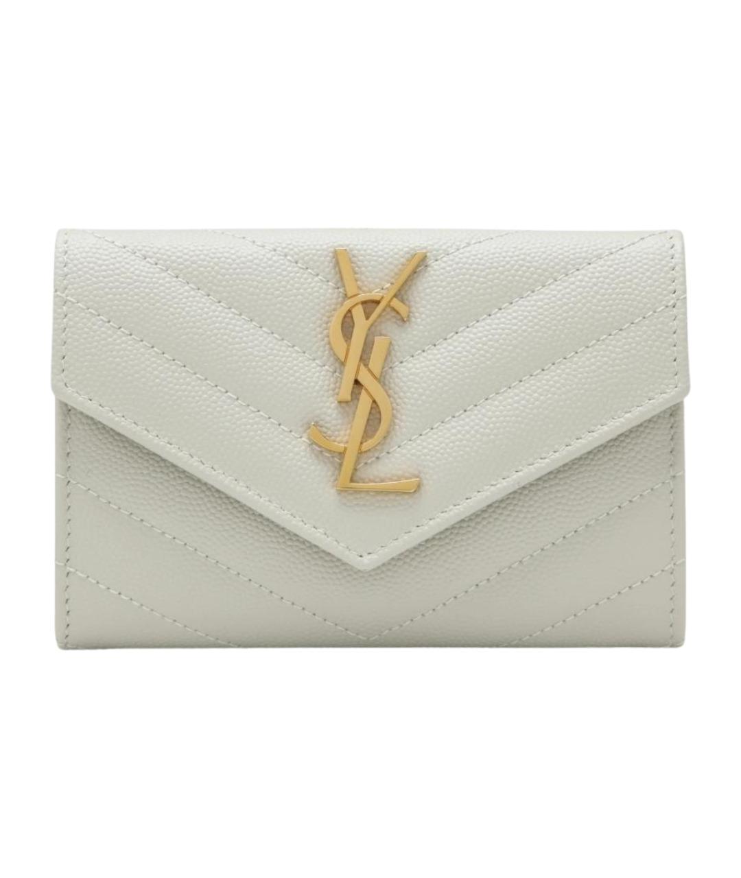 SAINT LAURENT Белый кожаный кошелек, фото 1