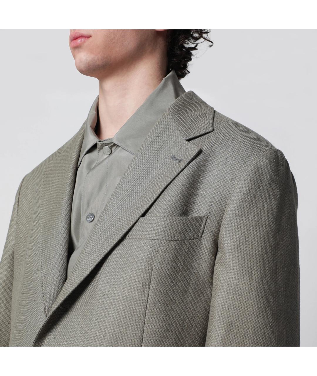 BRUNELLO CUCINELLI Хаки шелковый пиджак, фото 2