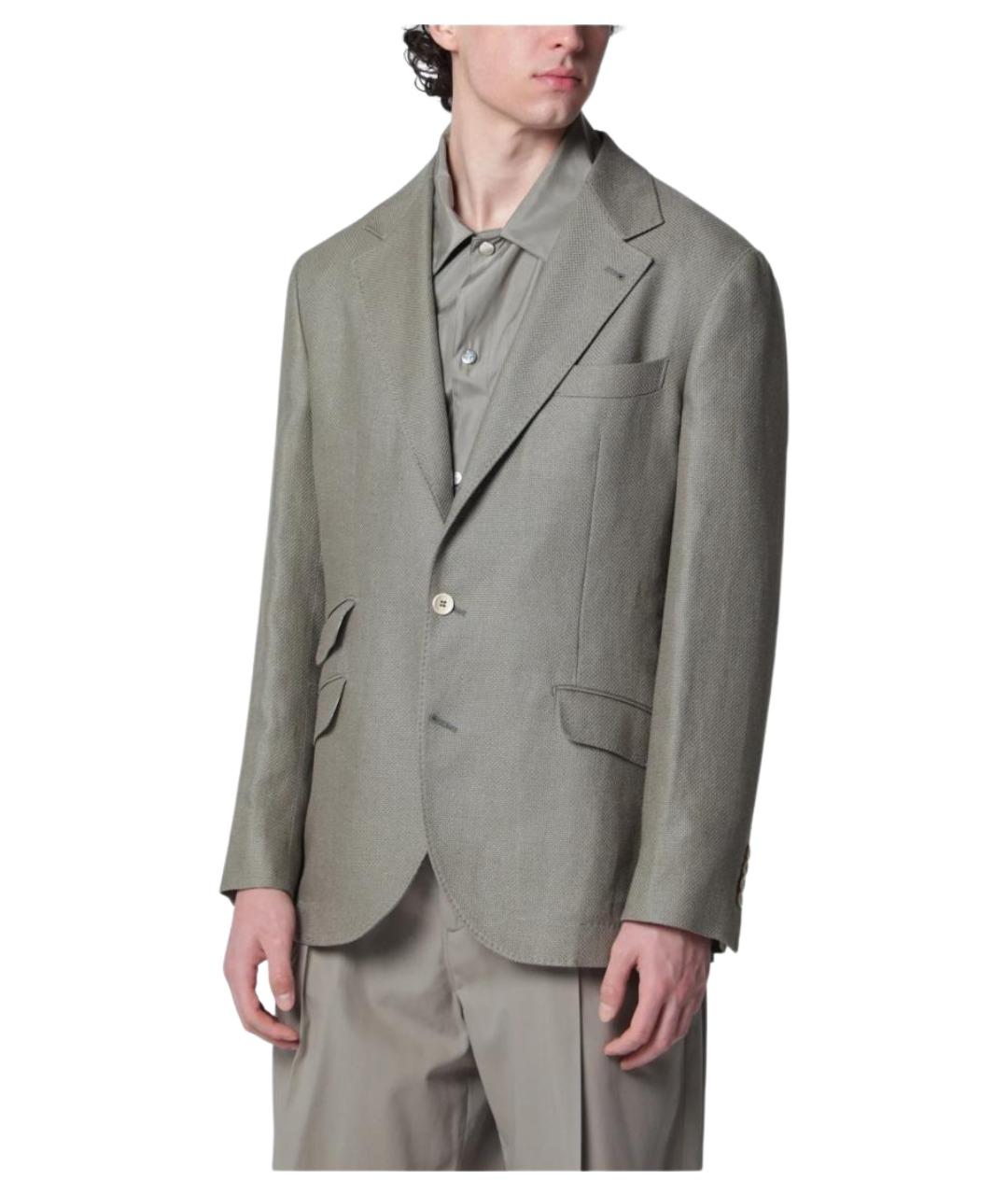 BRUNELLO CUCINELLI Хаки шелковый пиджак, фото 1