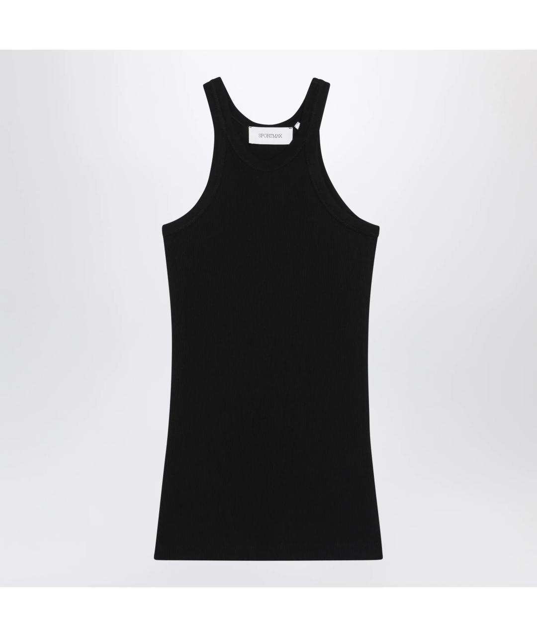 SPORTMAX Черная хлопковая майка, фото 3