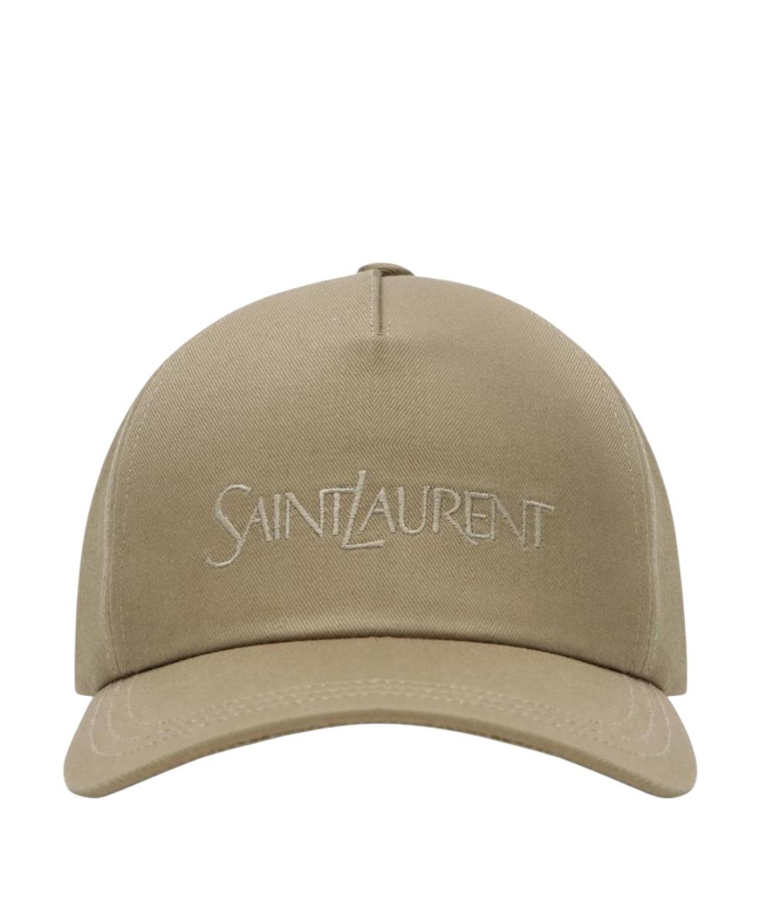 SAINT LAURENT Бежевая хлопковая кепка, фото 1