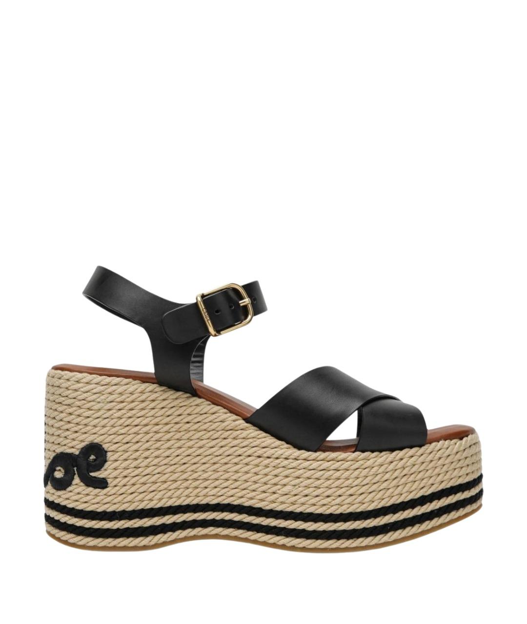 CHLOE Черные кожаные сандалии, фото 1
