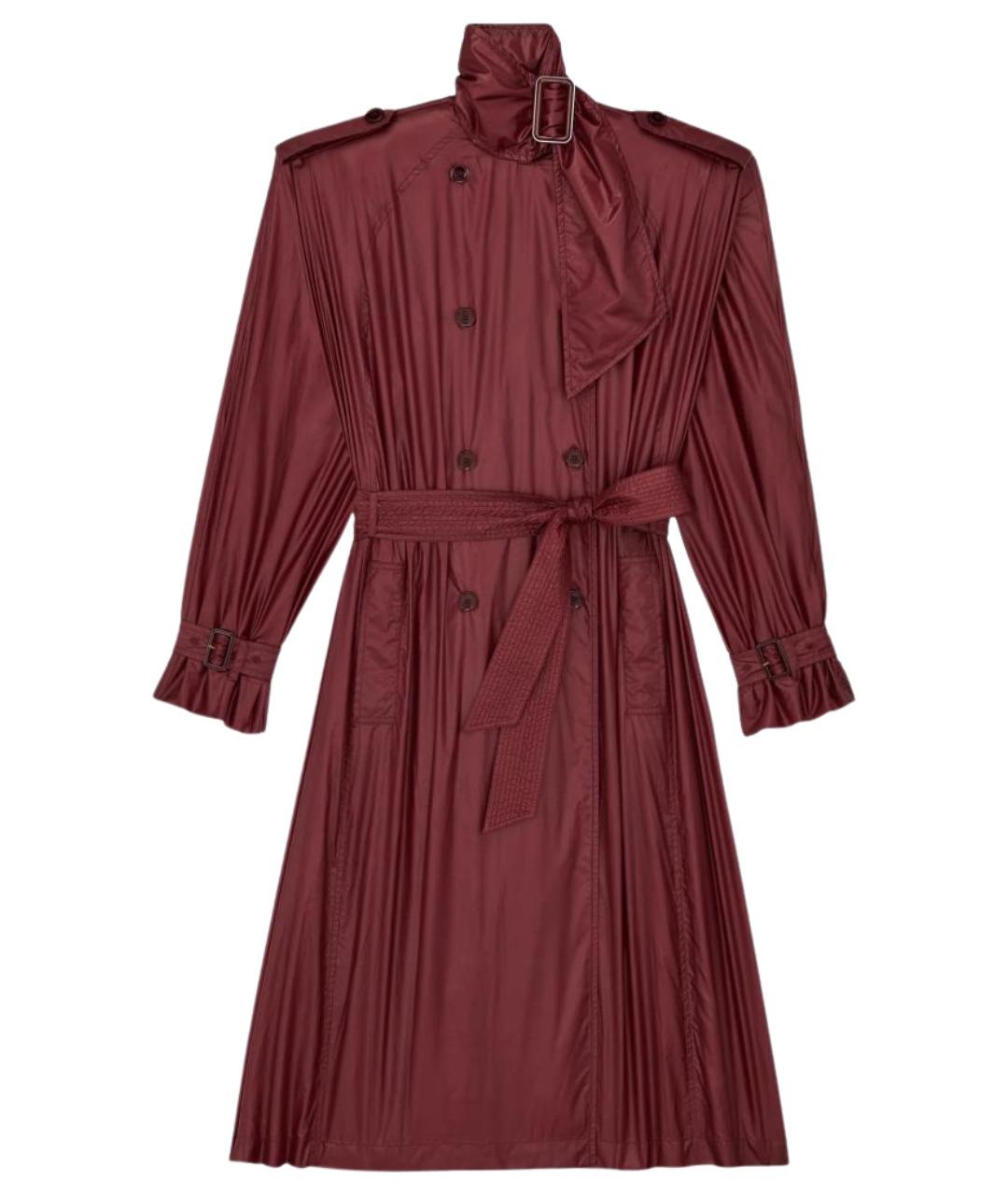 SAINT LAURENT Бордовый полиамидовый тренч/плащ, фото 1