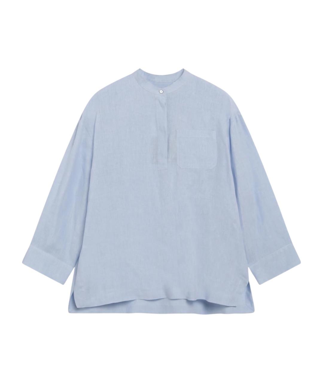 'S MAX MARA Голубая хлопковая рубашка, фото 1