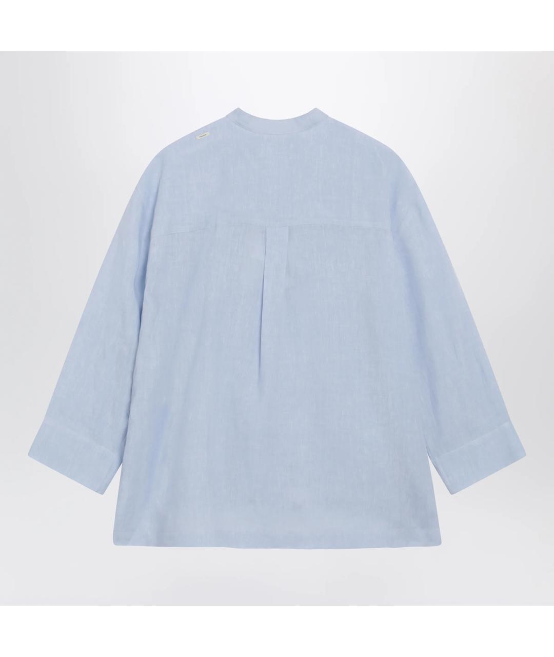 'S MAX MARA Голубая хлопковая рубашка, фото 2